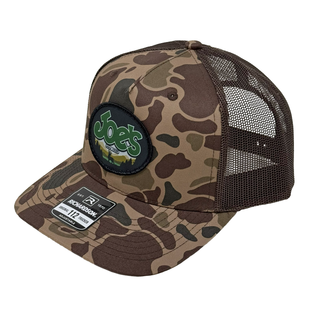 JOE'S SPORTING GOODS TRUCKER LOGO CAP - BARK DUCK CAMO/BROWN