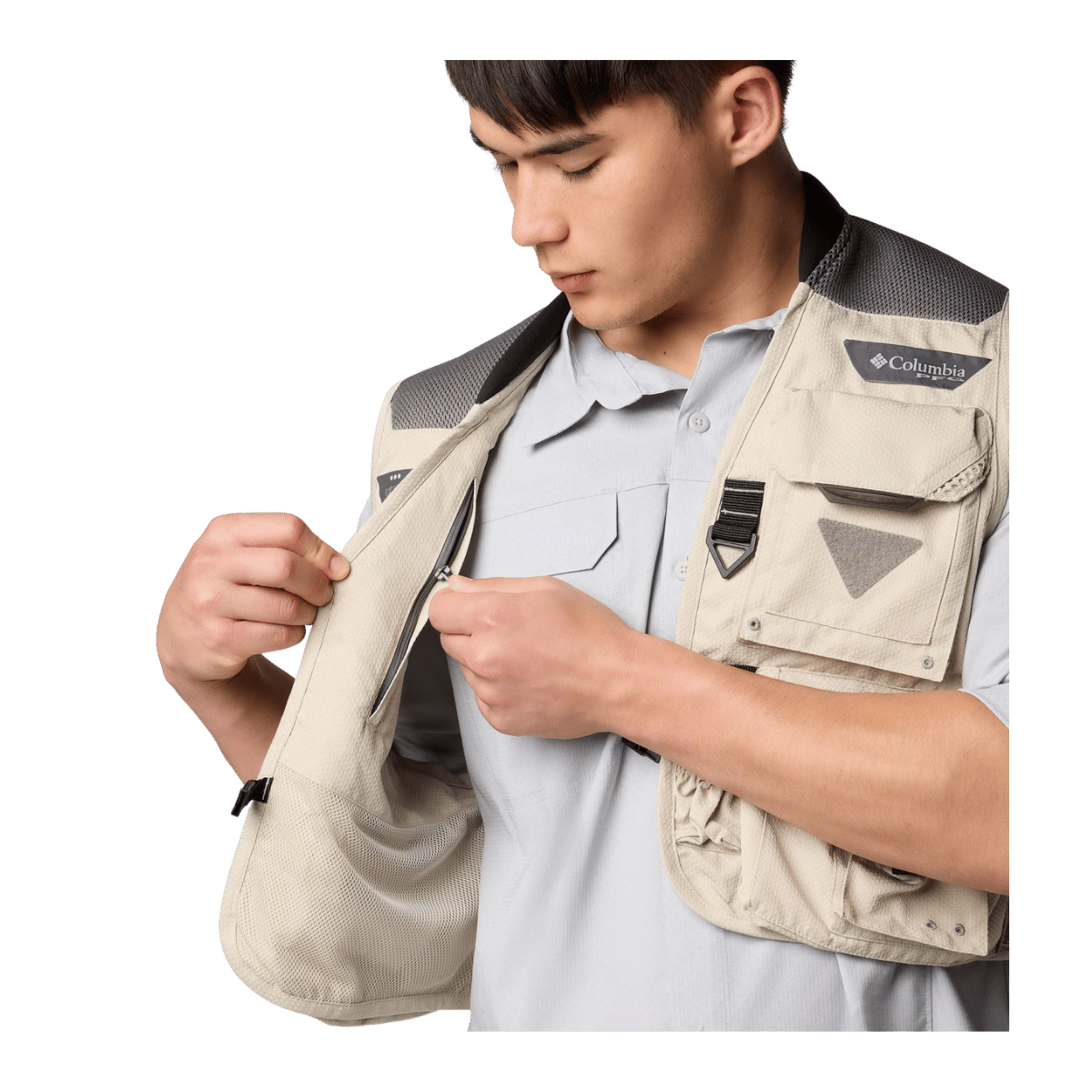 COLUMBIA MEN'S HENRY'S FORK VI VEST - FOSSIL - FEATURING VIEW