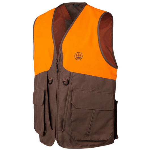 BERETTA COMMAND PRO VEST - BROWN BARK & ORANGE 
FRONT VIEW 