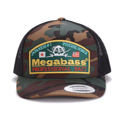 MEGABASS PSYCHIC CAMO - WOODLAND CLASSIC CAP - FRONT 