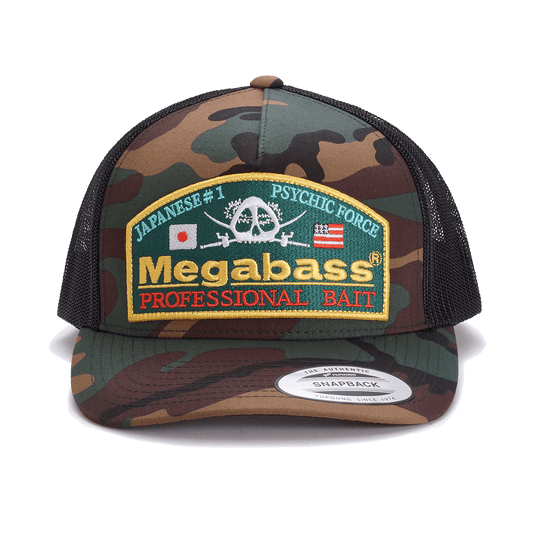 MEGABASS PSYCHIC CAMO - WOODLAND CLASSIC CAP - FRONT 
