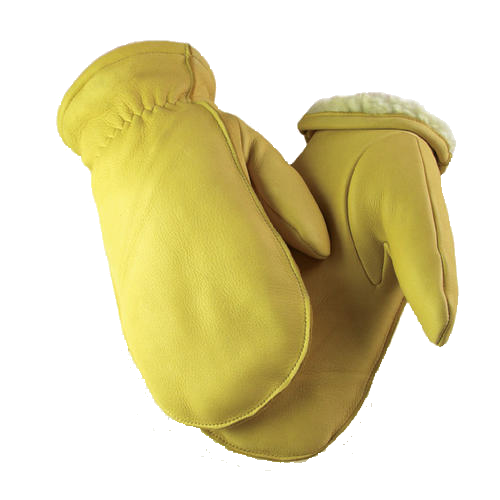Full Grain Deerskin Sherpa Lined Mitts – Tan