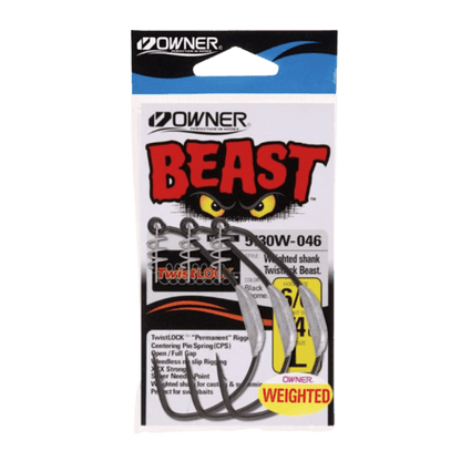 OWNER AMERICAN WEIGHTED BEAST WITH TWISTLOCK 6/0 1/4 OZ – 3PK - BLACK CHROME