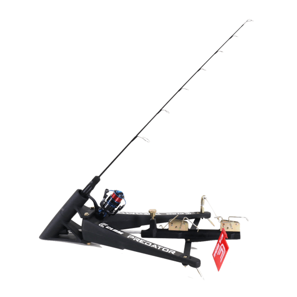 CLAM PREDATOR TIP UP AUTOMATIC HOOK SETTER  with fishing pole