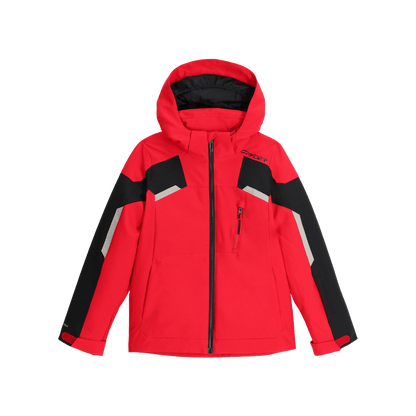 SPYDER BOYS LEADER SKI JACKET - SPYDER RED - FRONT VIEW