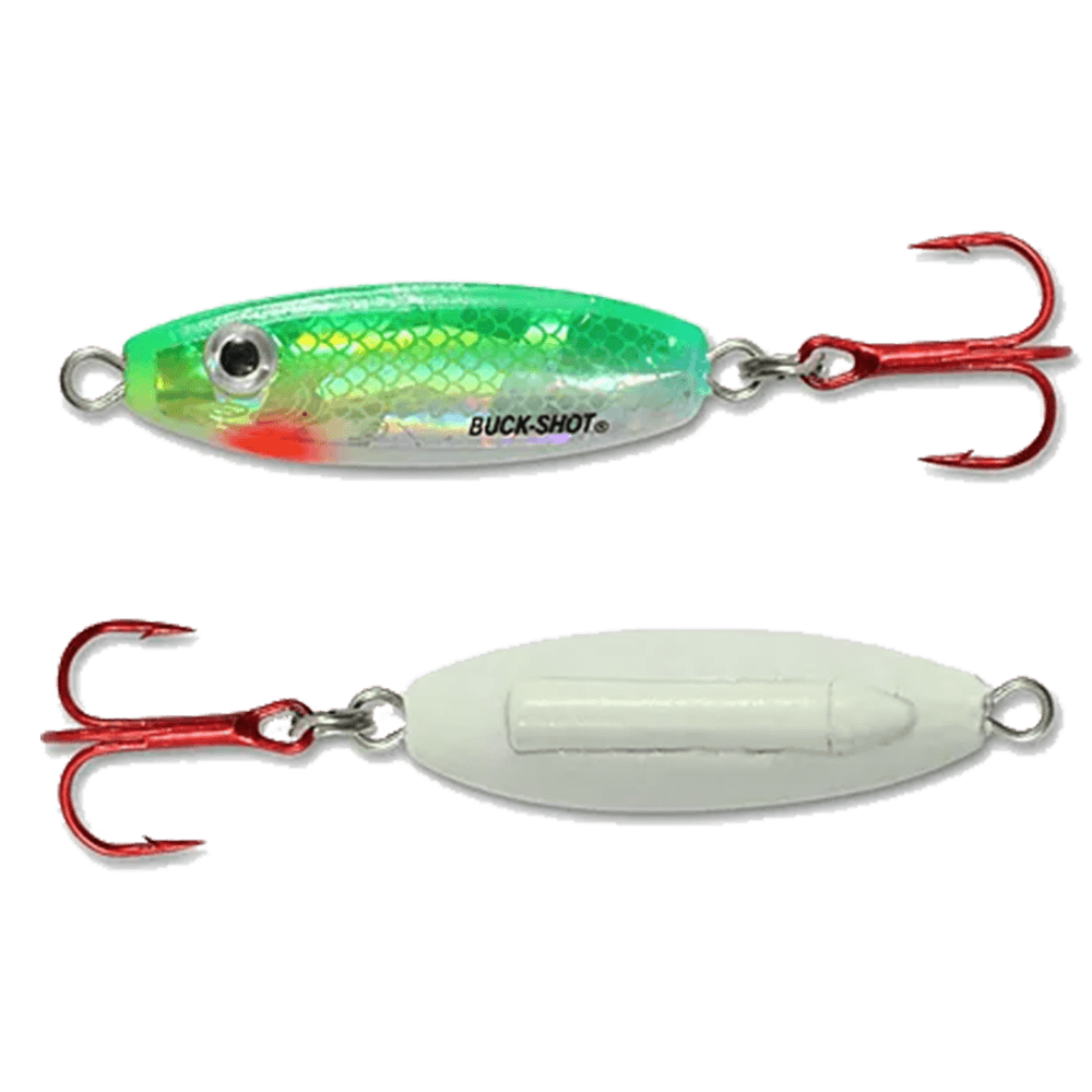 NORTHLAND BUCK-SHOT RATTLE SPOON S-GLO PERCH 1/8OZ