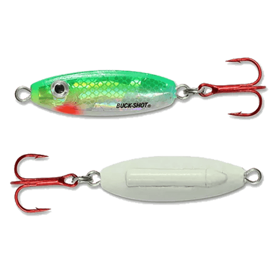 NORTHLAND BUCK-SHOT RATTLE SPOON S-GLO PERCH 1/8OZ
