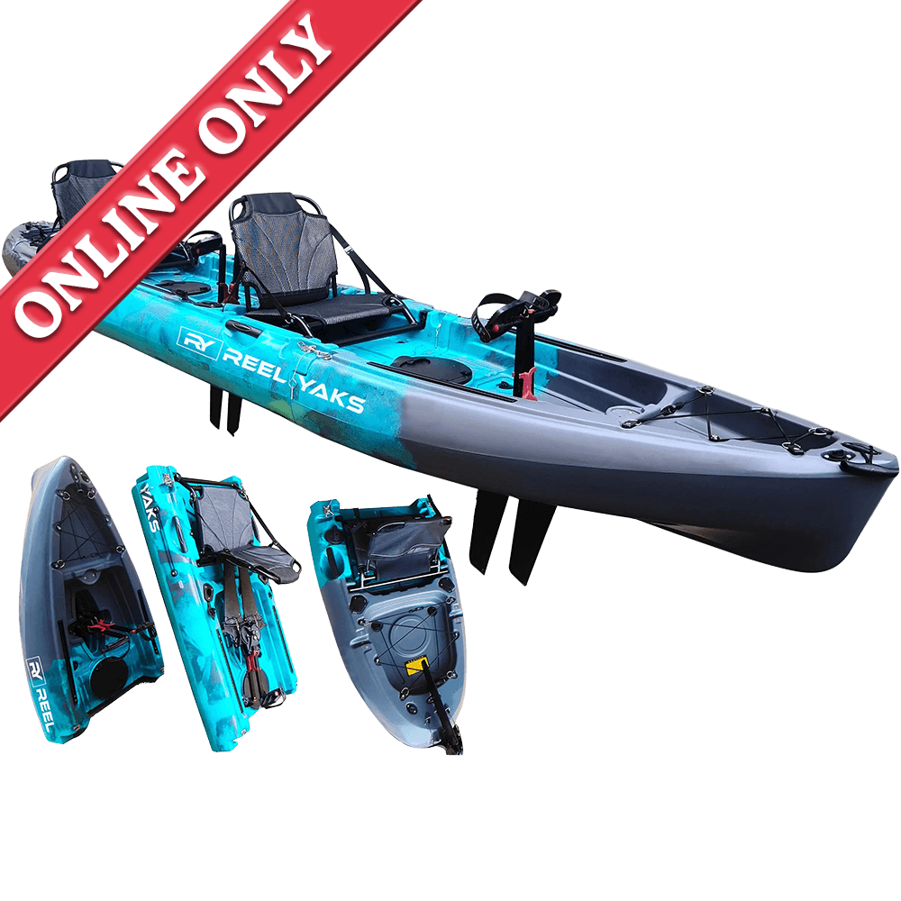 ReelYaks Raptor 14ft Tandem | Fin & Prop Drive | Modular Fishing Kayak showing online only