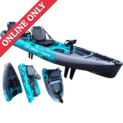 ReelYaks Raptor 14ft Tandem | Fin & Prop Drive | Modular Fishing Kayak showing online only