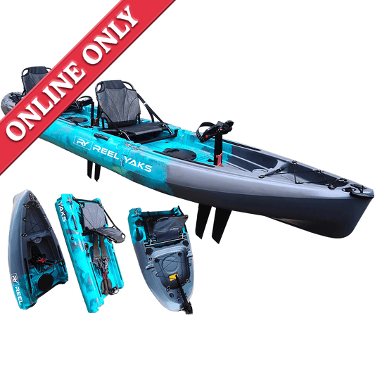 ReelYaks Raptor 14ft Tandem | Fin & Prop Drive | Modular Fishing Kayak showing online only