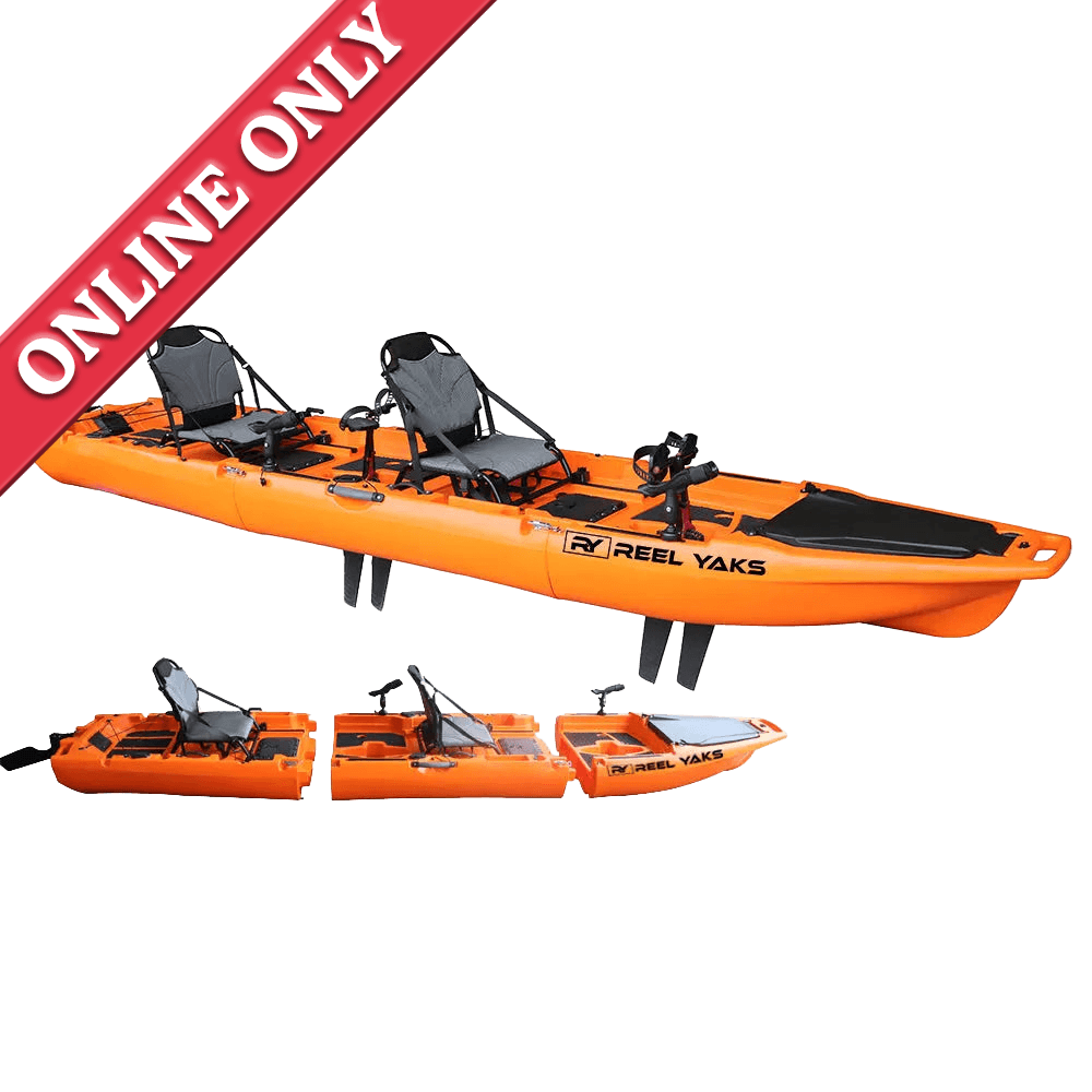ReelYaks Rocket 13.8ft Tandem Fin Drive Modular Fishing Kayak showing its sold online only