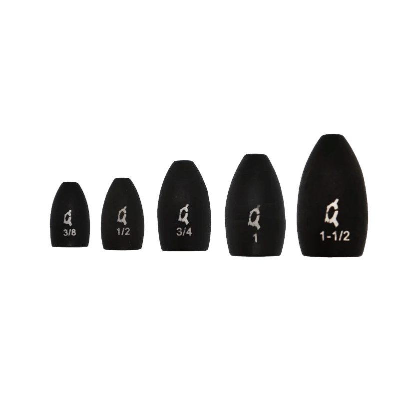 TUNGSTEN FLIPPING WEIGHT - Black
1/4 oz (3 per pack)
3/8 oz (3 per pack)
1/2 oz (2 per pack)
5/8 oz (2 per pack)
3/4 oz (2 per Pack)
1 oz (2 per pack)
1 1/2 oz (1 per Pack)