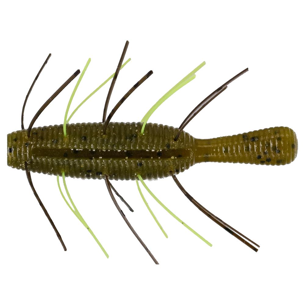 YAMAMOTO FUZZY NUKI 5PK - 2.5 IN g green pumpkin black flake chartreuse 