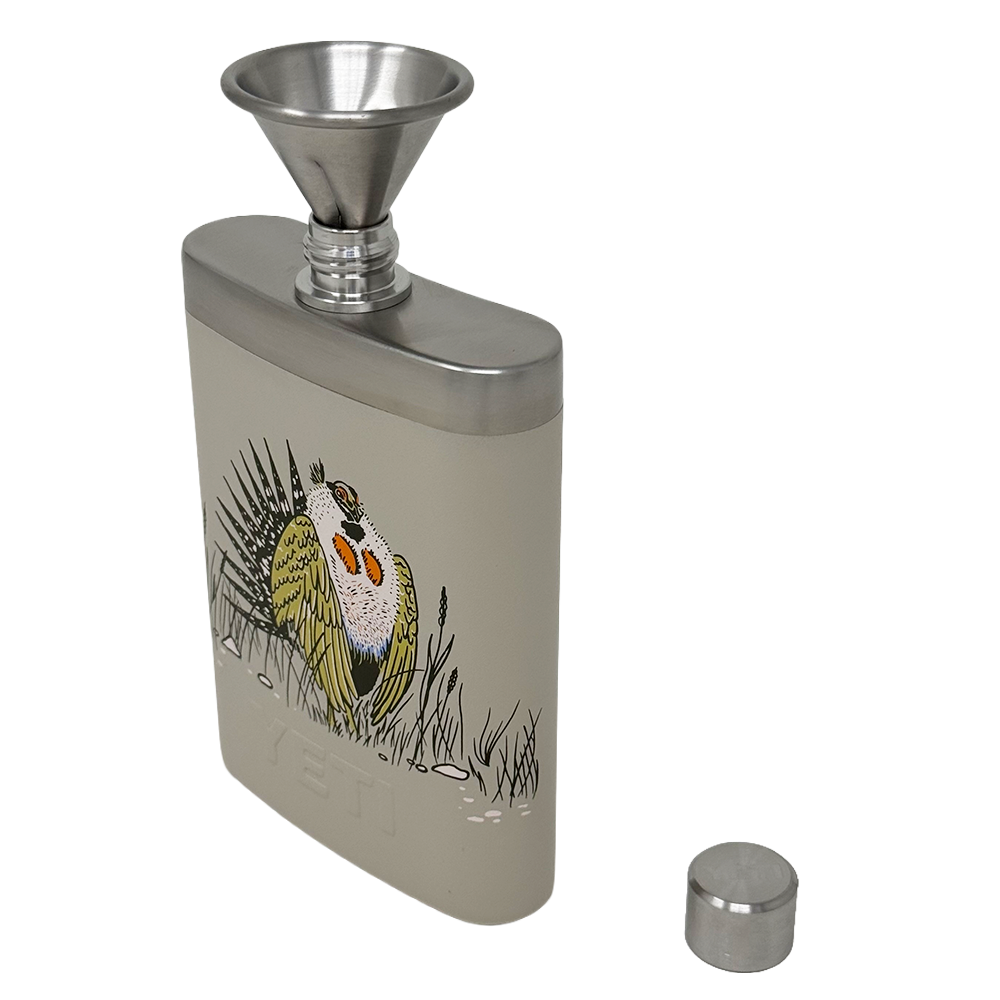 YETI FLASK UPLAND BIRD - TAUPE - ANGLED FUNNEL VIEW