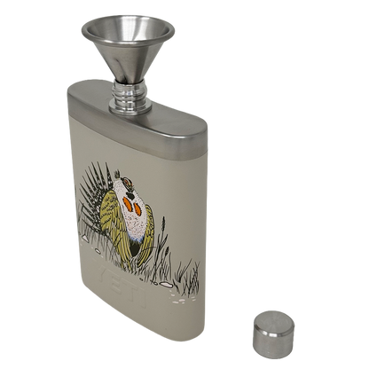 YETI FLASK UPLAND BIRD - TAUPE - ANGLED FUNNEL VIEW